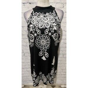 NWOT Monroe & Main sleeveless dress in a black and white floral pattern 1X